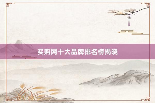 买购网十大品牌排名榜揭晓